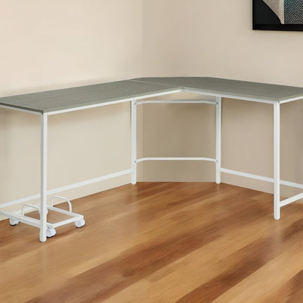 66" Gray and White L Shape Computer Desk