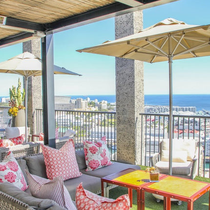 8' Ecru Polyester Square Market Patio Umbrella