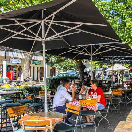 8' Black Polyester Square Market Patio Umbrella
