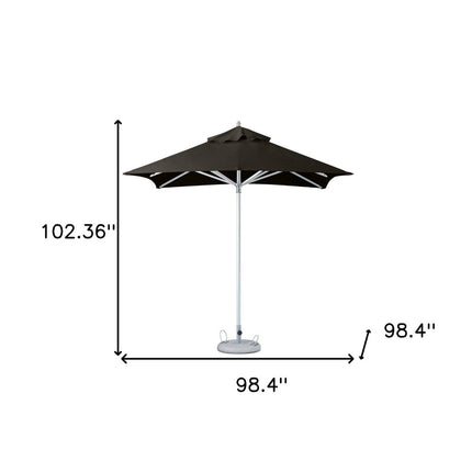 8' Black Polyester Square Market Patio Umbrella