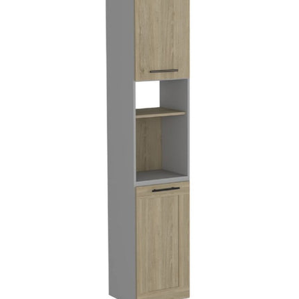 82" Gray And Oak Wood Pantry Or Storage Closet