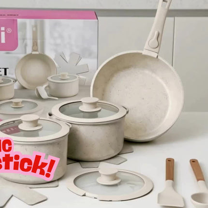 11-Piece Non-Stick Cookware Set, 11 in 1, Ceramic Kitchen Set, Pots and Frying Pan with Detachable Handle