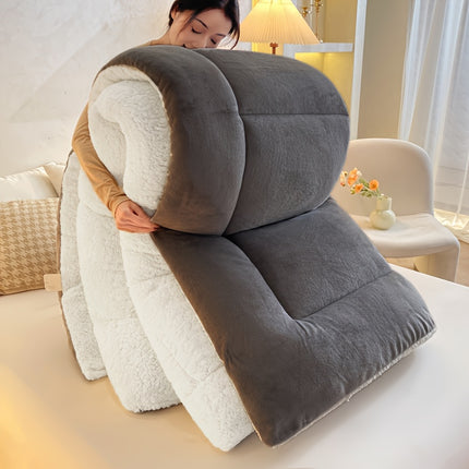 1pc Thickened Soft Plush Comforter - Warm and Comfortable Double-Sided Fleece Design Thick Quilt