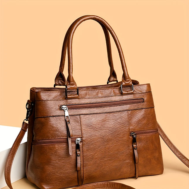 Women's Satchel Handbag with Pompom Ball Charms
