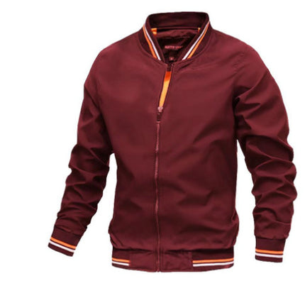 Men's Striped Zip-up Jacket With Pockets Fashion Casual Outerwear Sports Baseball Clothing Spring And Fall