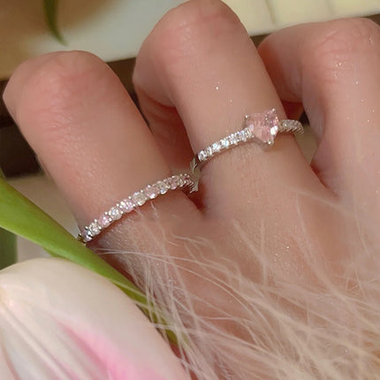 Charming Sweet Zircon Heart-shaped Ring For Girls