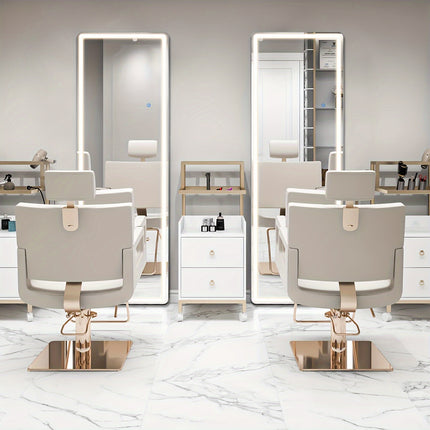 Elegant 64"x21" LED Full-Length Mirror with Touch Sensor - Sleek Aluminum Alloy Frame,