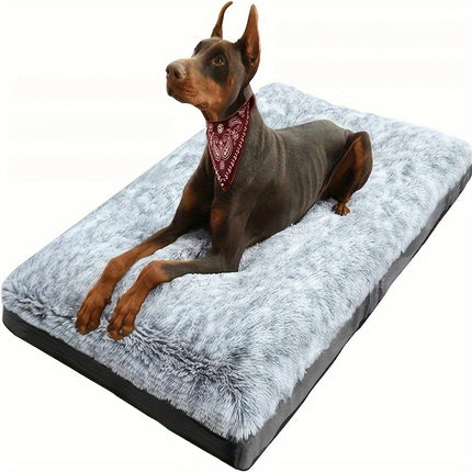 Orthopedic Dog Bed for Medium & Large Dogs - Plush Blue Faux Fur Pet Bed with High