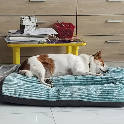 Comfort Stripe Square Pet Bed - Soft, Durable & Scratch-Resistant Dog Mat for Small to Medium Breeds - All-Season Cozy Cat Nest with Removable Polyester Fill