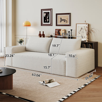 Sofa Deep Seat, Comfy Corduroy Cloud Sofa, No Assembly Required, Champagne Color,
