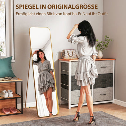 Full length mirror 160x40cm, beautiful bathroom mirror in gold, tapered standing mirror