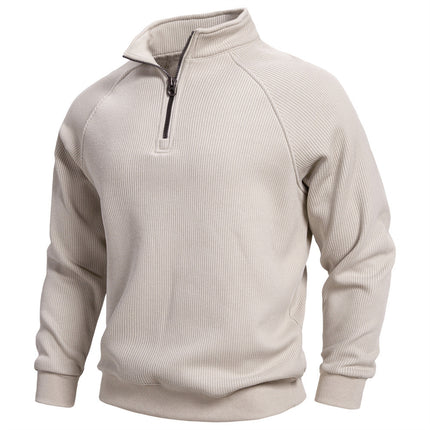 Zipper Sweater Stand-up Collar All-match Fleece Men's Sweater Top