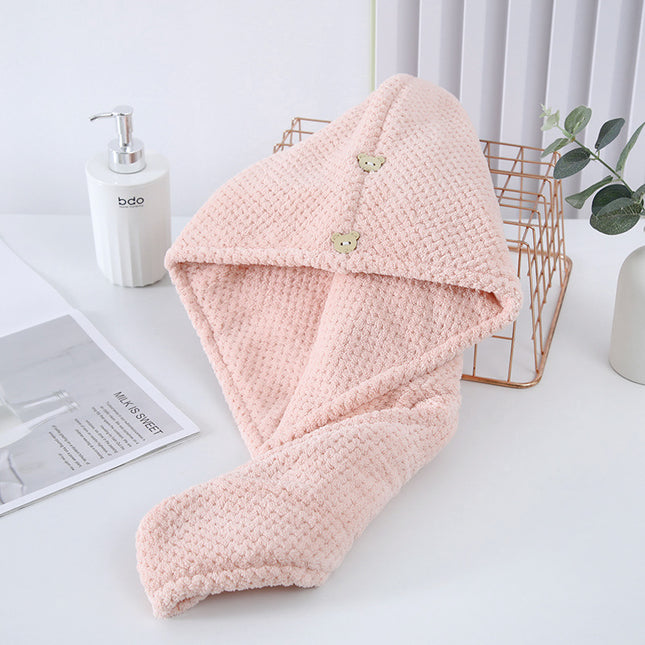 Pineapple Grid Dry Hair Cap Coral Velvet