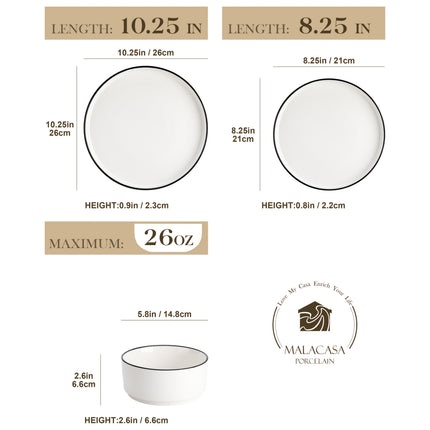 18pcs Porcelain Dinnerware Set in White, Designed for Six People, Featuring Modern Round Plates And Bowls,