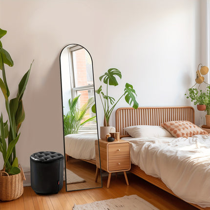 Mirror with Stand - Aluminum Alloy Thin Frame Floor Standing, Leaning or Wall-Mounted, 2 Sizes,