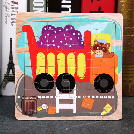 Large Wooden 9-piece Flat Puzzle Toy For Children