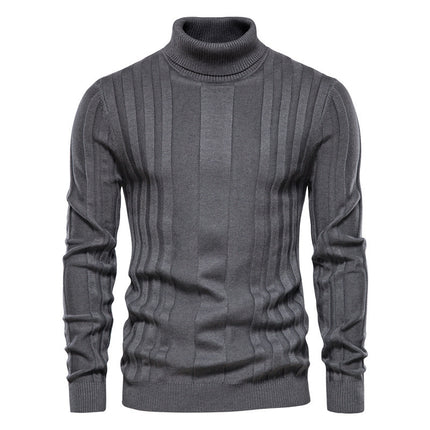 Men's Turtleneck Sweater Casual Knit Solid Color Pullover