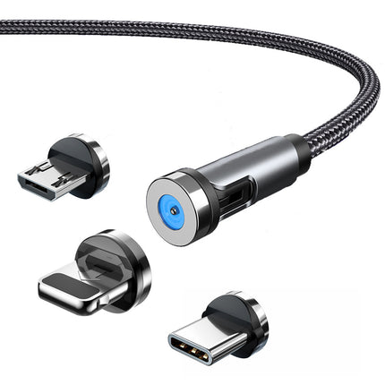 Twitch 540 Degree Rotating Single Needle Magnetic Data Cable One For Three Android Type-C Charging Cable Three In One