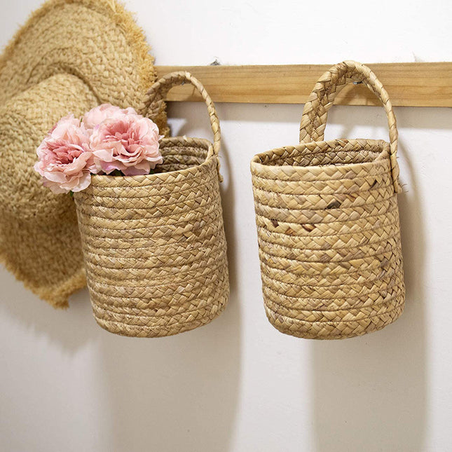 Garden Plant Basket Cattail Woven Hanging Basket