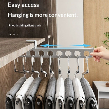 Space-saving No-drilling Home Pull-out Slide Rail Pants Rack For Storage