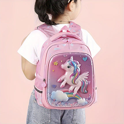 A Lightweight Backpack with a 3D Hard Shell Featuring Cartoon Mermaid And Unicorn Designs