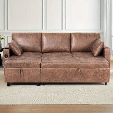 ACMEASE 84-inch L-Shaped Adjustable Back Sofa Bed with Storage Tatami