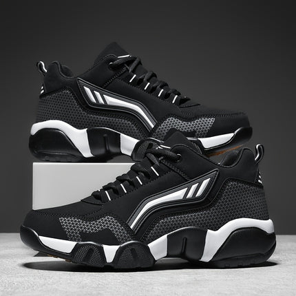 Men'S Lace-Up Sneakers - Thick Cushioned Platform Shoes with Non-Slip Rubber Sole