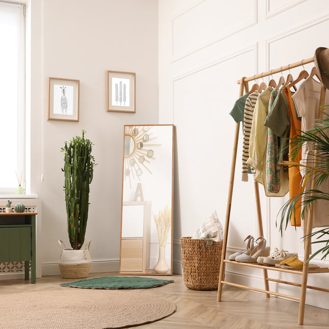 Full Body Wall Mirror 45X125 Cm Floor Standing Mirror Large Wooden Modern Style Decorative