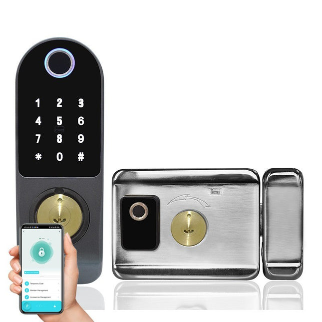 Old-fashioned Iron Door Outer Installation Fingerprint Lock