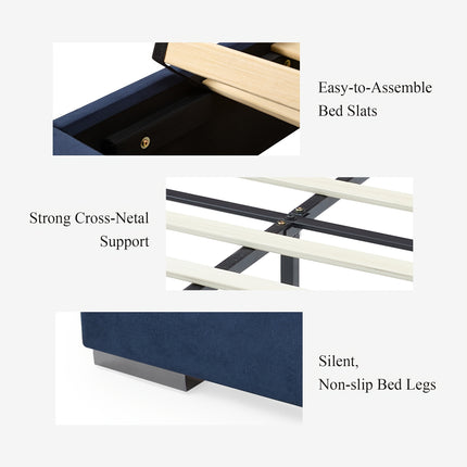 Luxury King/Queen Bed Frame With Built-in Gold LED Lights And Nightstands,