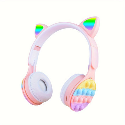 Wireless Cat Ear Headphones with LED, Foldable TWS Light-Up Cat Ear Stereo Headphones Wireless Headphones