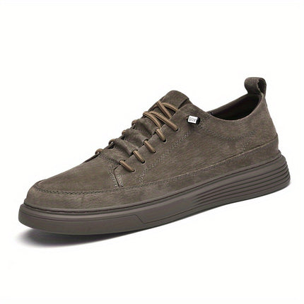 Men's Trendy Solid Skate Shoes, Comfy Non Slip Casual Lace Up Sneakers for Men's Outdoor Activities