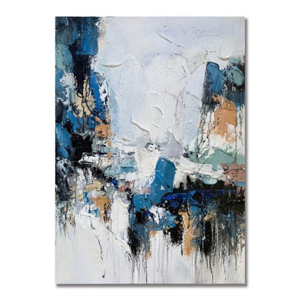 Handmade Oil Painting Canvas Wall Art Decoration Modern Abstract Texture Blue And Green For Home Living Room Decor Entrance Niche Art Installation Rolled Frameless Unstretched Painting
