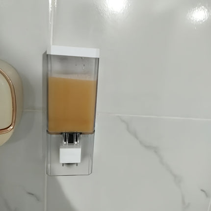 JUEMEL 1pc Home Transparent Wall-mounted Manual Soap Dispenser, Without Drilling and Power Supply