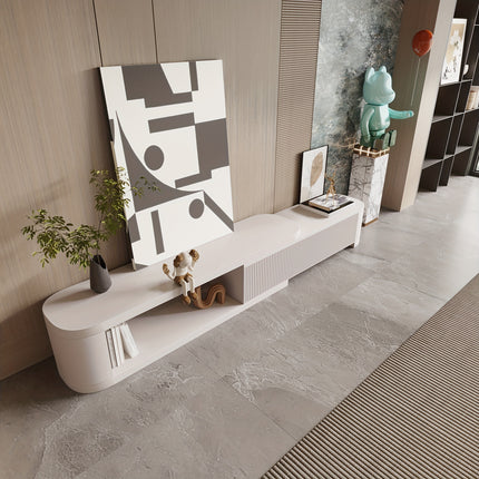 No Assembly Required Modern Adjustable 70.86'' to 122'' L TV Cabinet with Storage Cabinet Entertainment Center