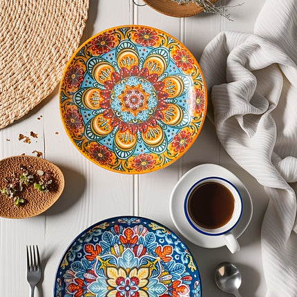4pcs & 2pcs Ceramic Dinnerware Set with 7-Inch Deep Plates, Multi-Functional for Salads