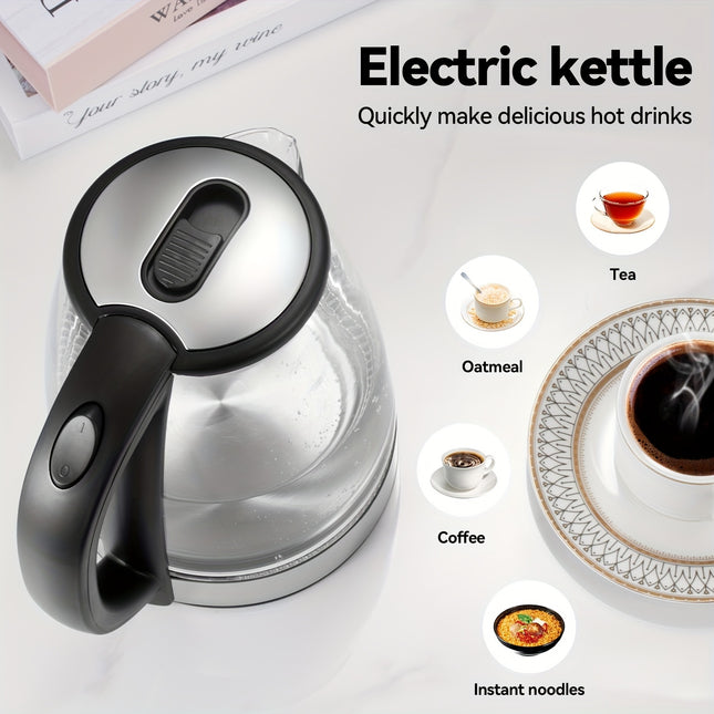 60.87oz Blue Glass Intelligent Electric Water Heater for Home Use, Instant Boil with Automatic Power Cut