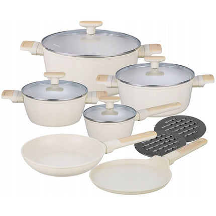 12pcs Marble Non-Stick Cookware Set with Induction Compatibility