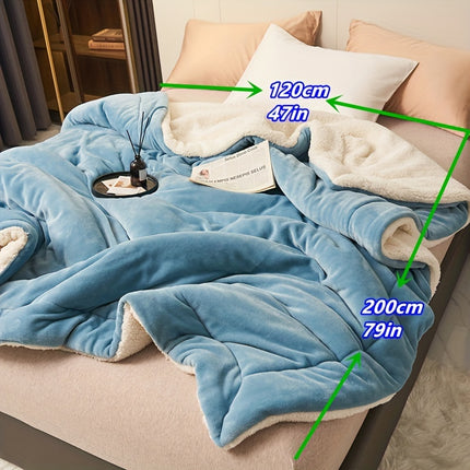 Luxury Soft Milk Velvet Lamb Fleece Double-Layer Comforter, Machine Washable