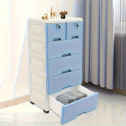 Extra Wide 50-Inch Thick Plastic Storage Cabinet with Drawers 4-Tier