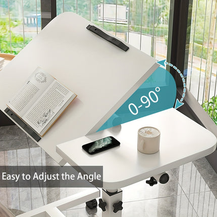 Movable Overbed Table With Wheels, 23.6-37.4in Adjustable Height Overbed Table, Rolling Tray Table,