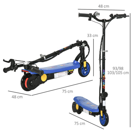 Foldable 120W Electric Scooter for Kids Ages 7-14, Max Speed 12 km/h, Max Range 10 km, Blue