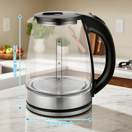 110V High Borosilicate Electric Kettle 33.85-101.44oz Capacity, 1000W Power, Easy Cleaning,