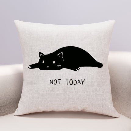 Linen Cotton And Linen Cute Cartoon Pillow Cover Cheese Cat