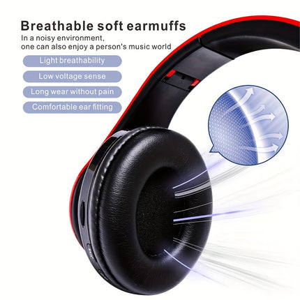 Headphones - Wireless, USB Charging, 3.5mm Jack, Condenser Microphone, Rechargeable Lithium Battery,