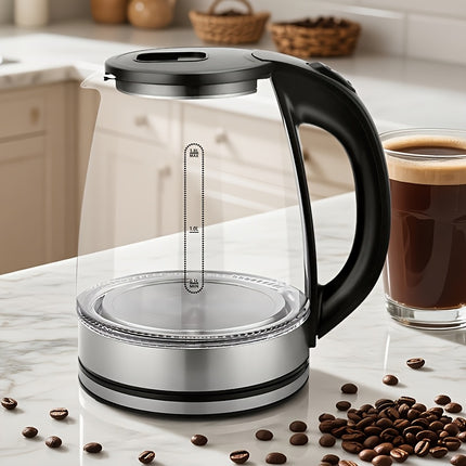 110V High Borosilicate Electric Kettle 33.85-101.44oz Capacity, 1000W Power, Easy Cleaning,