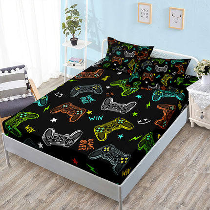 Fitted Sheet Duvet Cover Three-piece Gamepad Cool Mattress Cover