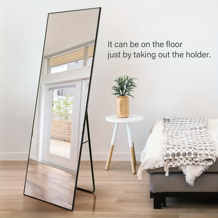 Full Body Mirror, Large Mirror, Bedroom Mirror With Black Aluminium Frame, Black, 65"x22"