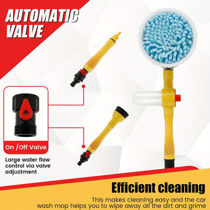 360° Spin Head Long Handle Auto Rotating Car Wash Brush Kit - Multifunctional