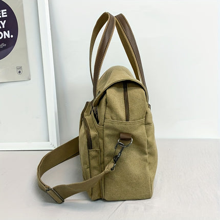 Large Capacity Multi-Compartment Canvas Men'S Bag, Stylish Men'S Shoulder Bag, Business Casual